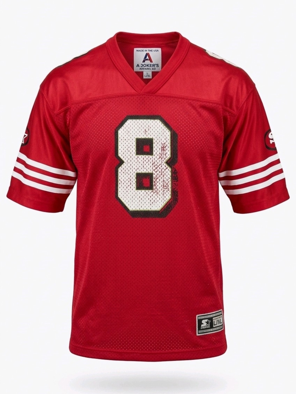 VINTAGE STARTER Red Football Jersey with White STEVE YOUNG #8 BABY TAG